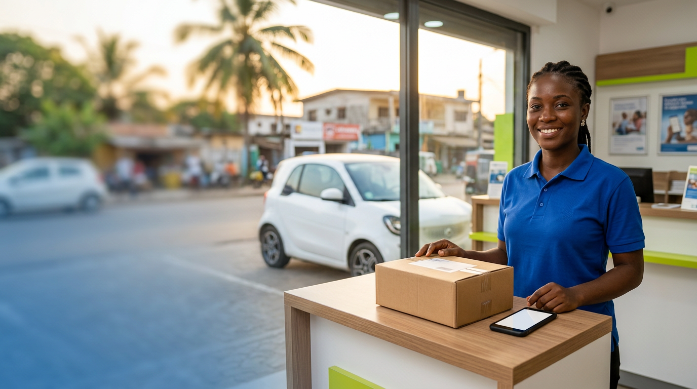 Équipe TKF Multi Service accueillant un client dans son espace de service